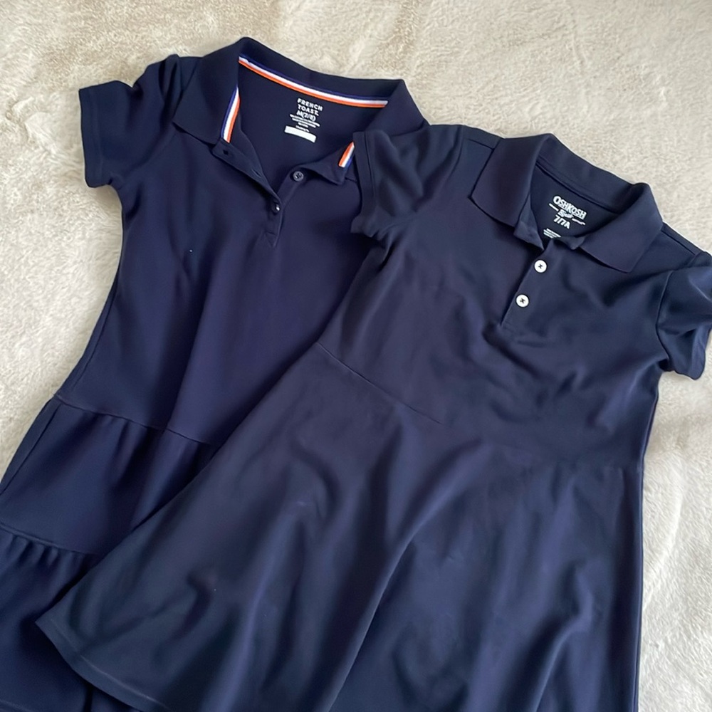 2 polo uniform dresses! Brand French Toast and Carter’s. Size 7/8. Color Navy.